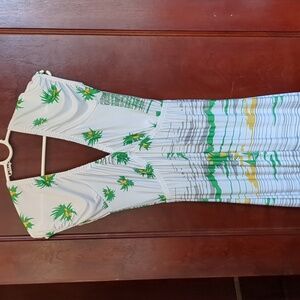 1970s Vintage Tropical Print Dress